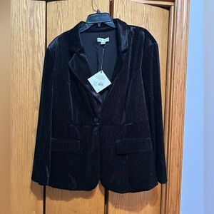 Ava & Viv Elegant Black Velvet Feel Blazer with Gold flecks